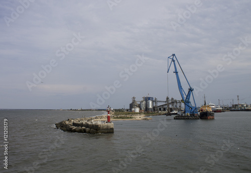 Cranes at the port of Kerch ferry, Crimea © yaslex