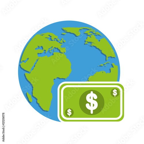 global planet with economy icon vector illustration design