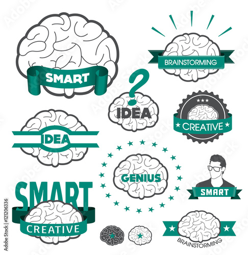 Brain icon designs & badges