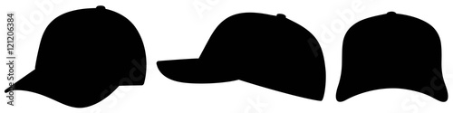 Obraz na plátně black vector baseball cap set flat icon symbol / Vektor Baseball Kappen Sammlung