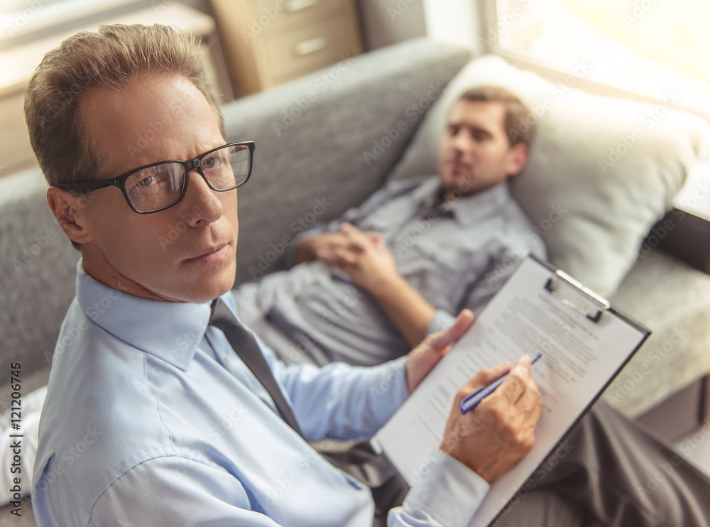 Man at the psychotherapist