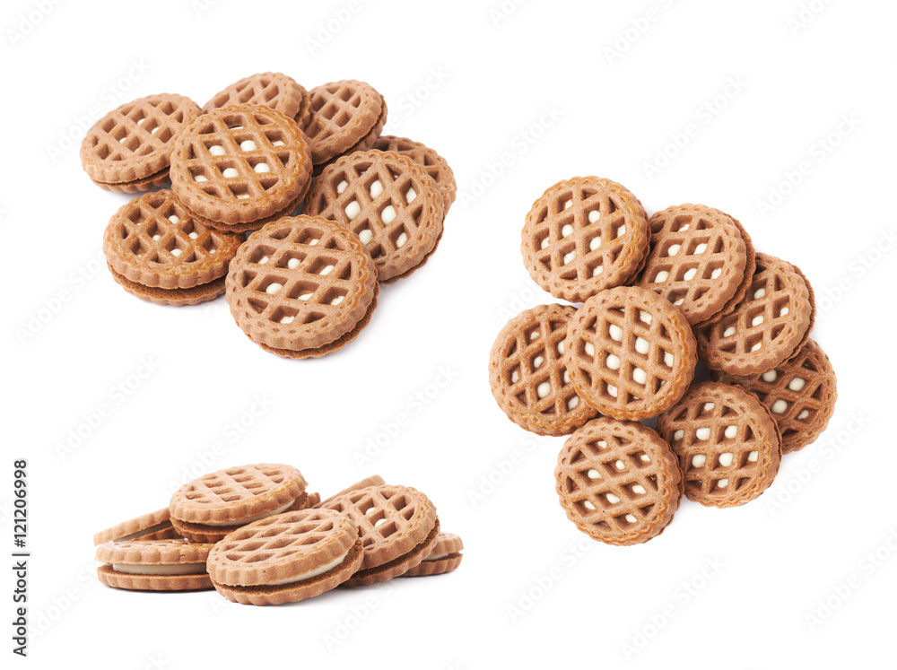 Pile of cookies isolated over the white background Pile of cookies isolated over the white background