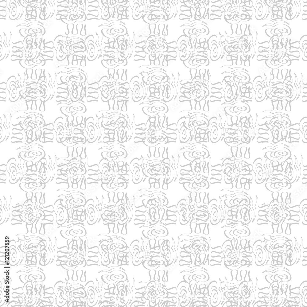 Vector seamless monochrome pattern. Retro texture in grey color. Stylish hand drawing grid, black and white background