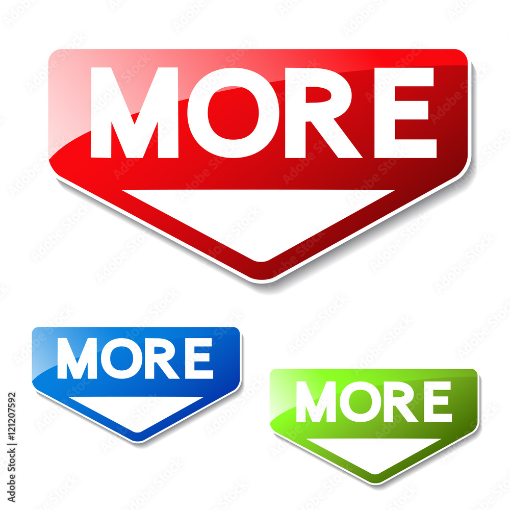 Vector buttons for website or app. Button - More. Red, green and blue symbol of arrow. It can use text read more, learn more, download and other text Vector buttons for website or app. Button - More. Red, green and blue symbol of arrow. It can use text read more, learn more, download and other text