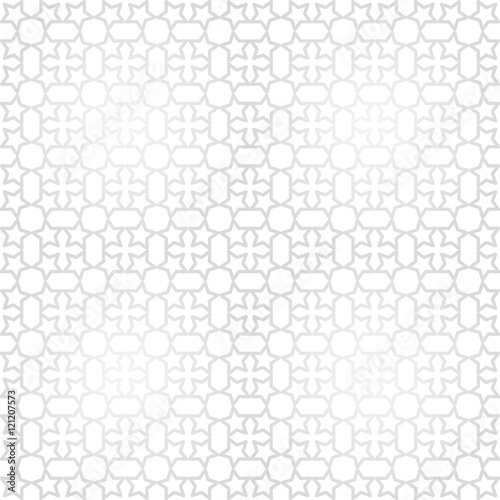 Vector seamless monochrome pattern. Modern geometric texture in grey color. Repeating stylish grid. Decorative glass of church with crosses and stars