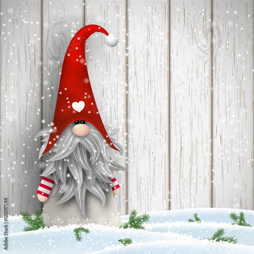 Scandinavian christmas traditional gnome, Tomte, illustration