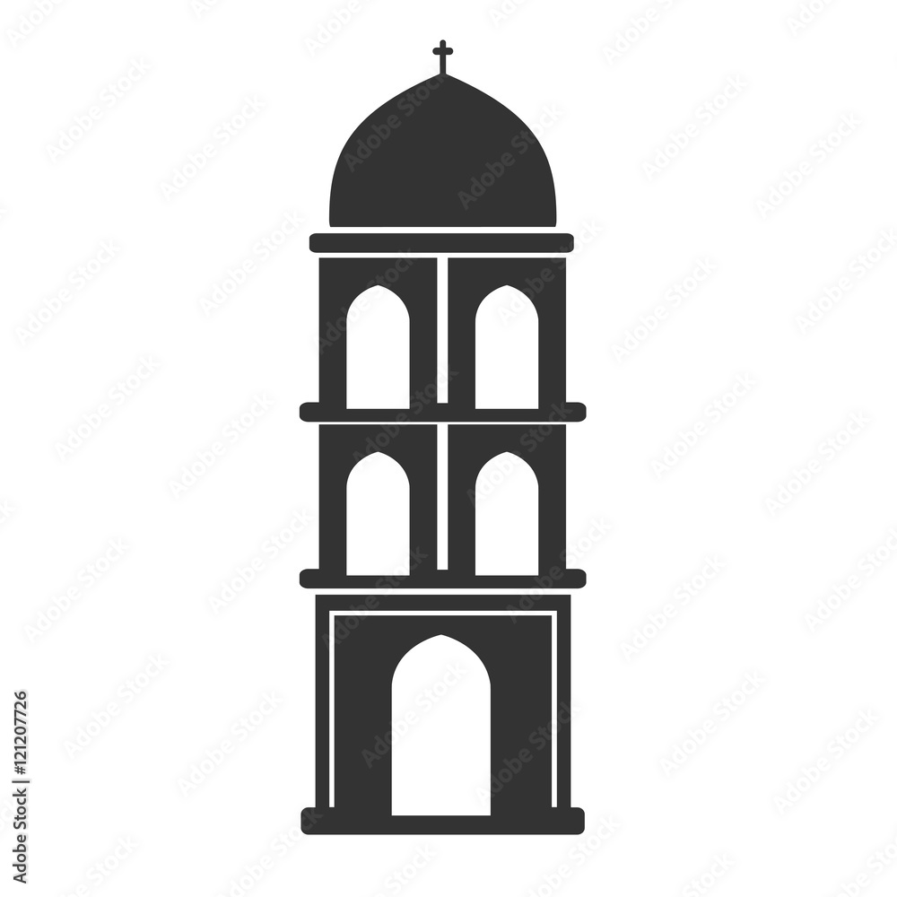Vector architecture building symbol, historical building, black icon of simple church tower Vector architecture building symbol, historical building, black icon of simple church tower
