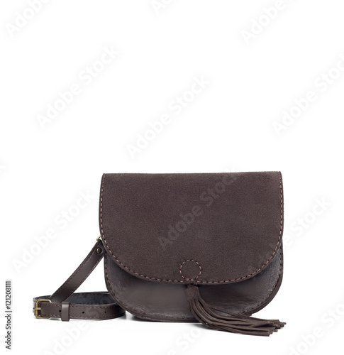 Leather female handbag isolated on white