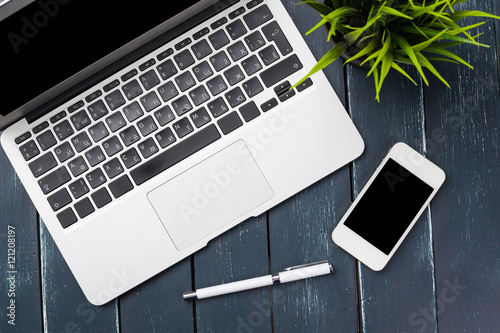 Working place, wooden table