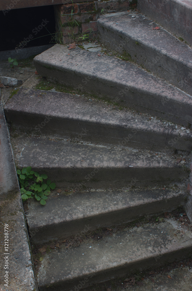 Old stone dark stair. Spiral staircase