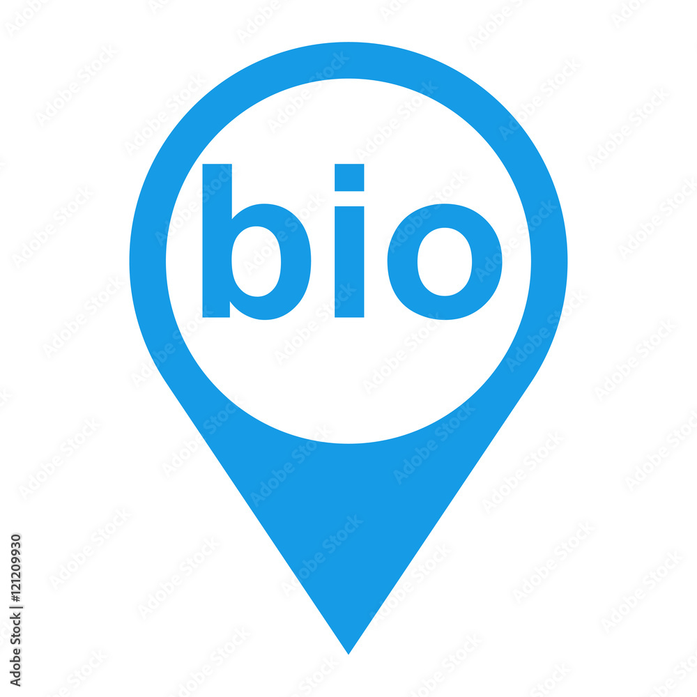 Icono plano localizacion texto bio azul Icono plano localizacion texto bio azul