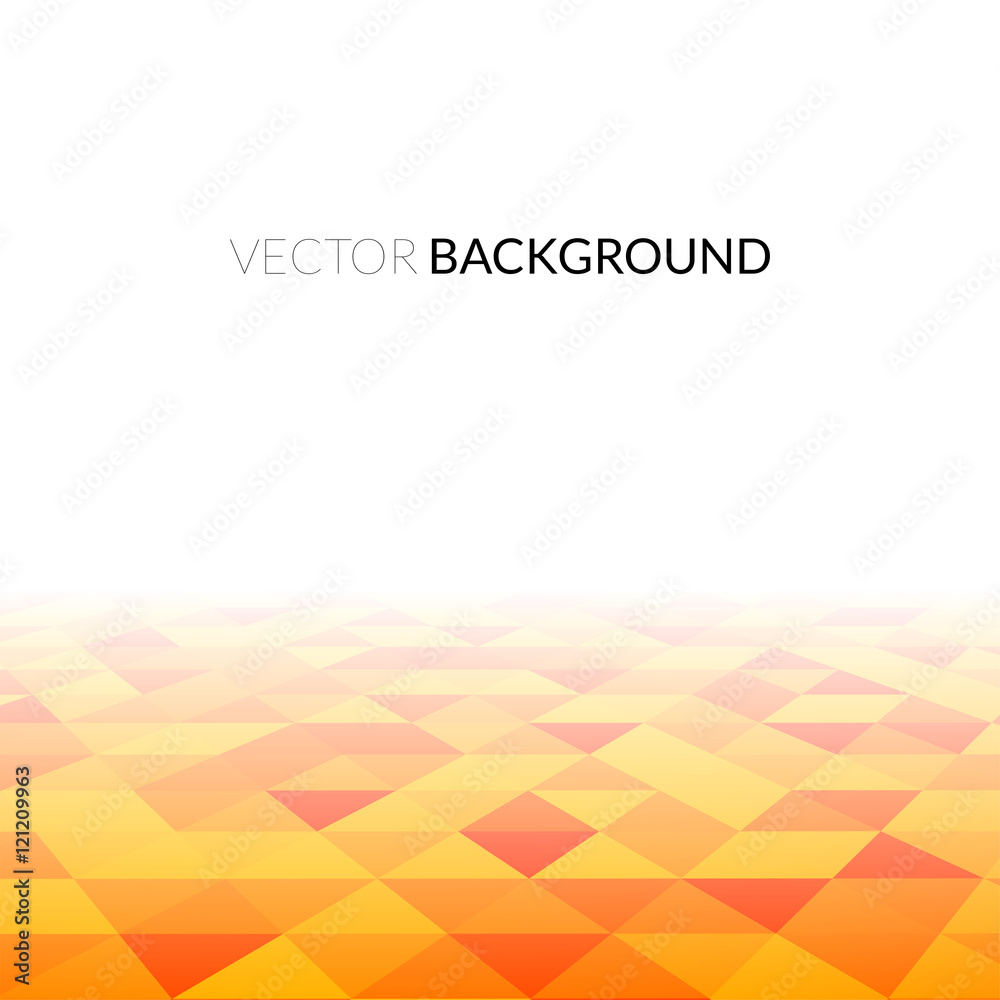 Abstract orange triangle field, perspetive pattern in fog Abstract orange triangle field, perspetive pattern in fog