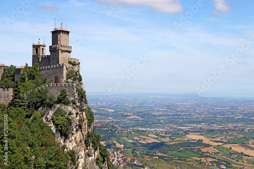 Leinwand Poster San Marino fortress landscape Italy
