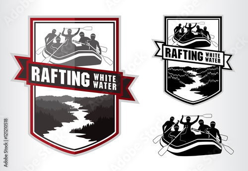 vector rafting emblem logo label