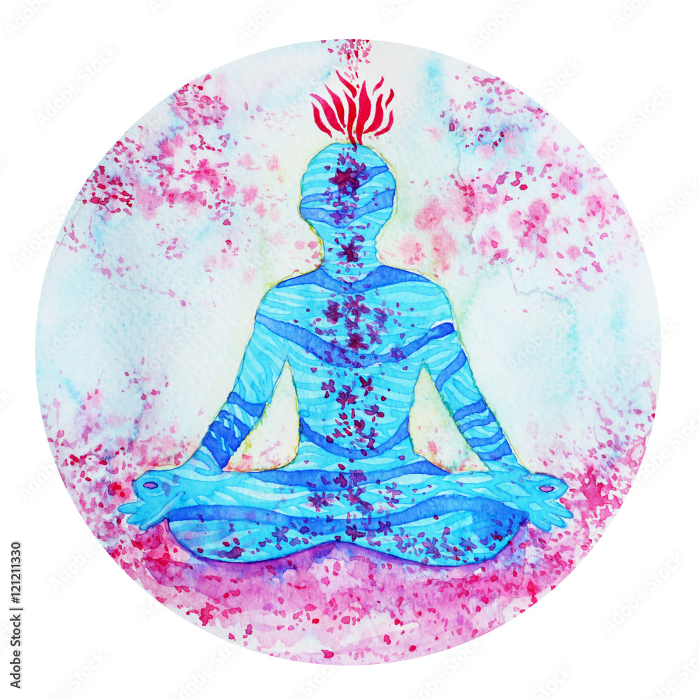 Φωτογραφία lotus pose yoga chakra symbol in nature natural flower floral watercolor paintin