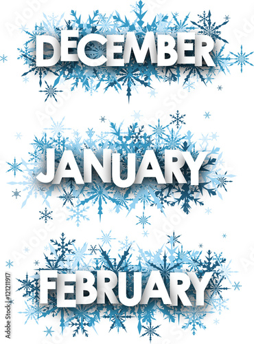 January, February, December banners.