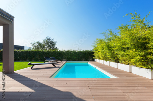 House with swimming pool, outdoors
