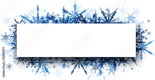 Winter banner with blue snowflakes.