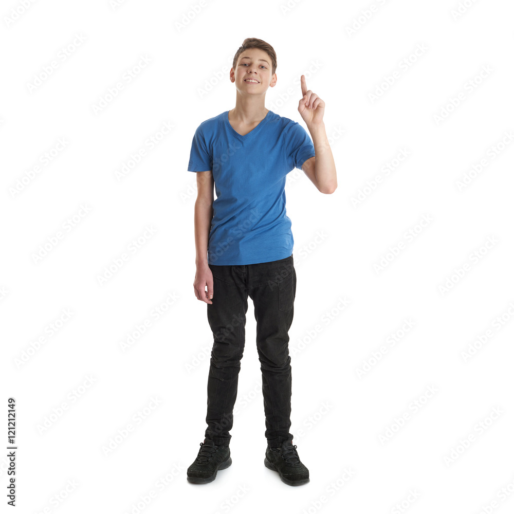 Cute teenager boy over white isolated background Cute teenager boy over white isolated background