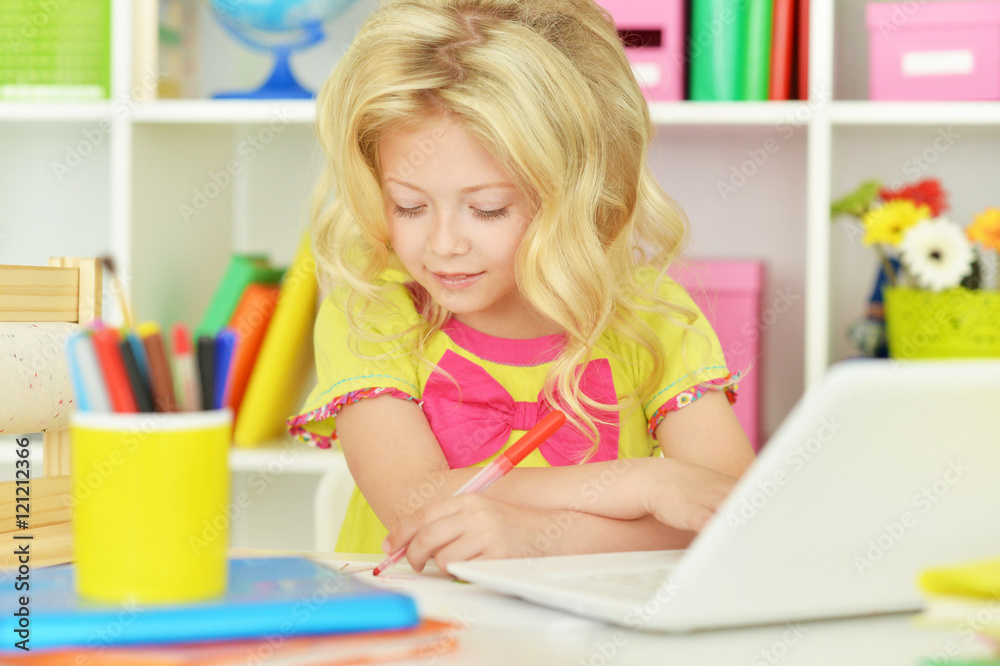 student girl with books and laptop student girl with books and laptop