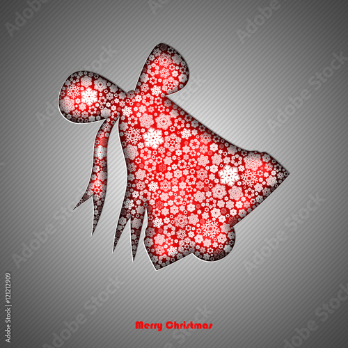 Winter vector background silhouette of the bell incision in the paper with space for your text. Season backdrop. Winter template.