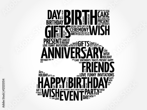 Happy 5th birthday word cloud collage concept
