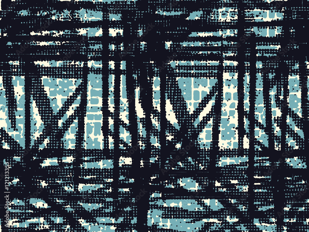 Abstract grunge vector background. Two tone raster composition of irregular overlapping graphic elements.