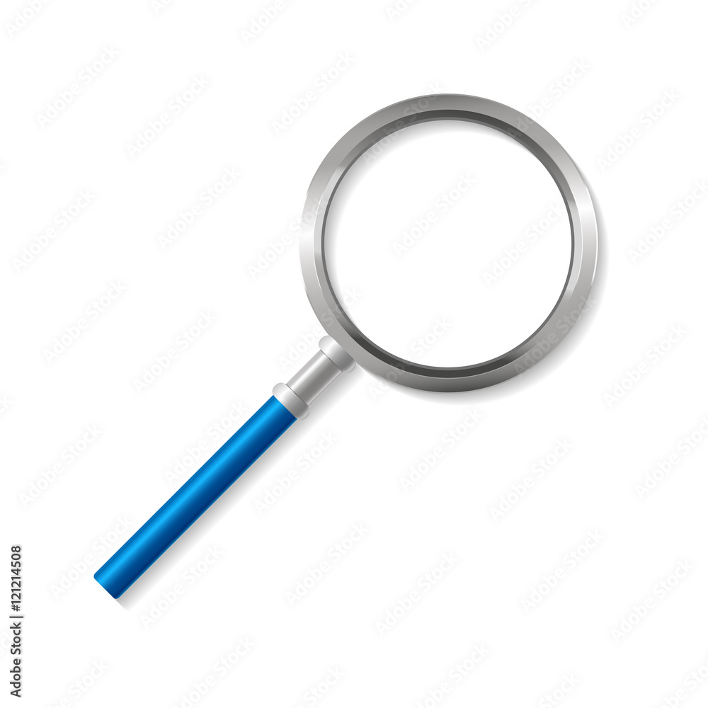 Blue Magnifying Glass Zoom Tool. Vector