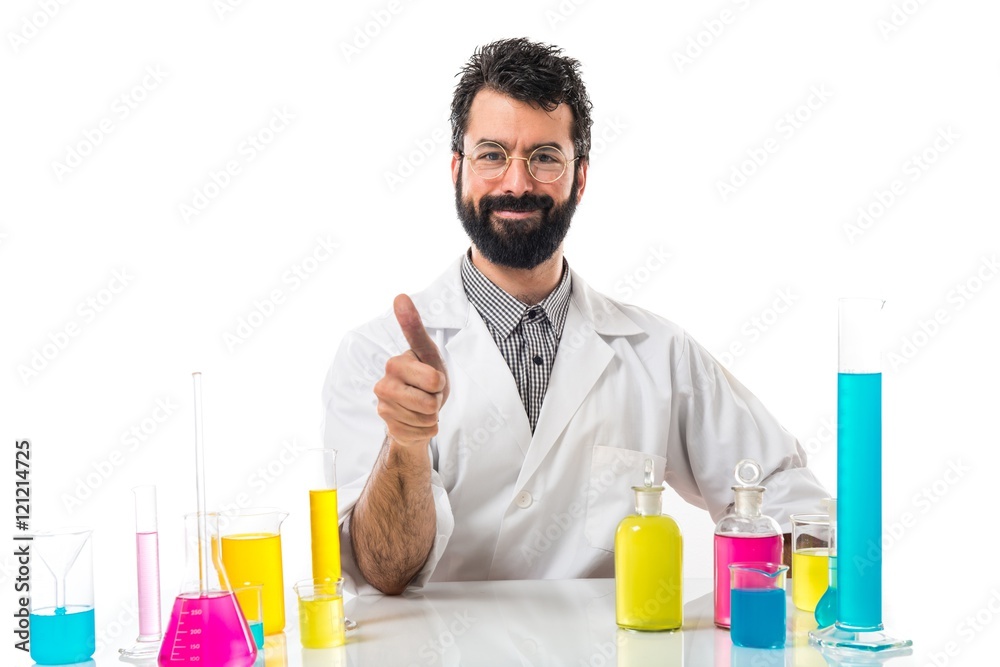Scientist man with thumb up Scientist man with thumb up