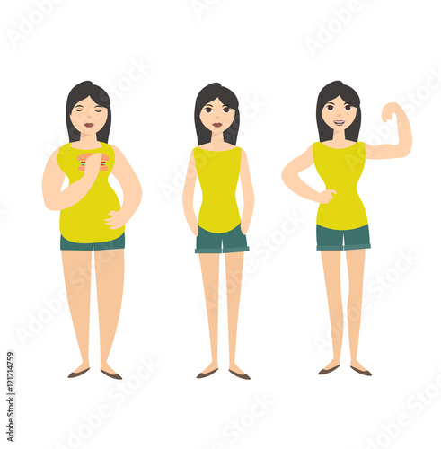 Woman Figure Fat Normal Slim. Vector