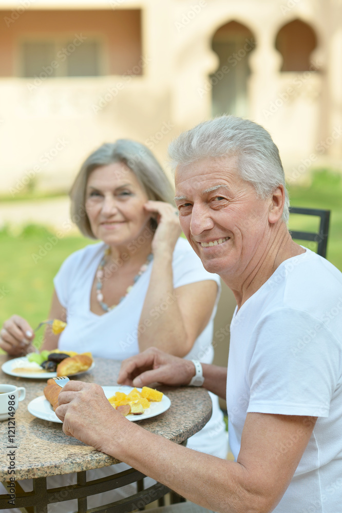 Senior couple having breakfast Senior couple having breakfast