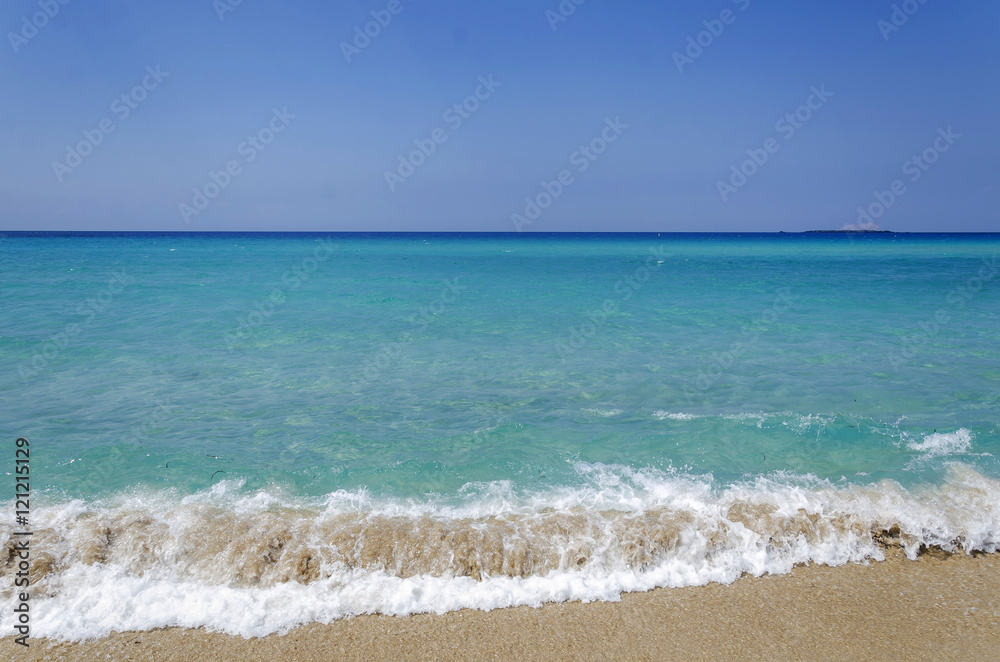 Falasarna beach, Crete island, Greece, turquoise sea and waves
