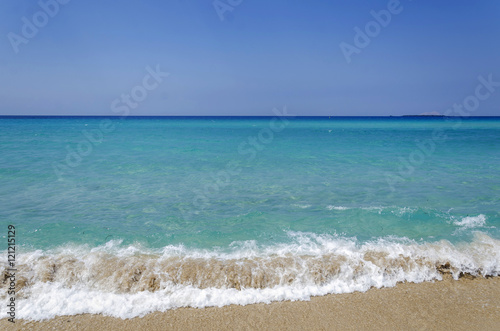 Falasarna beach  Crete island  Greece  turquoise sea and waves