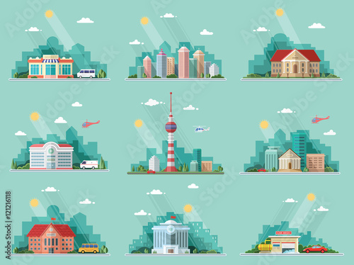Mega Set of icons for your design. School, Town Hall, the univer