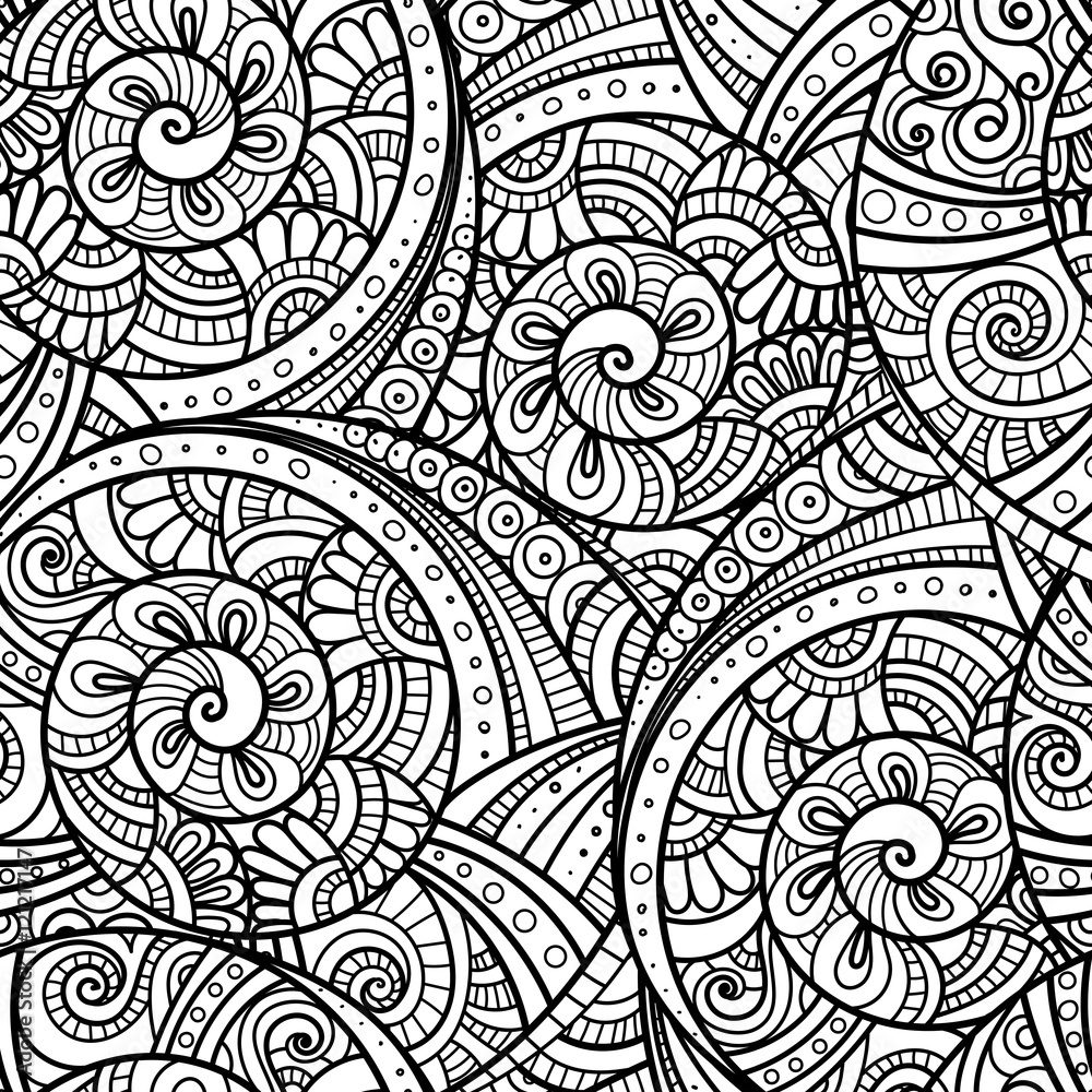 Seamless pattern with floral doodle elements. Hand Drawn decorative illustration. Seamless pattern with floral doodle elements. Hand Drawn decorative illustration.