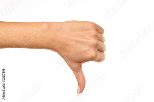 female hand showing thumbs down sign © michaelheim