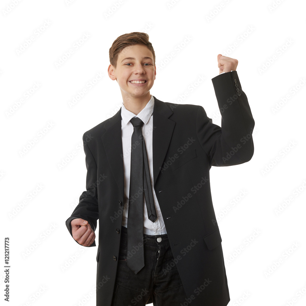 Cute teenager boy over white isolated background Cute teenager boy over white isolated background