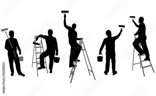 house painters silhouettes - vector