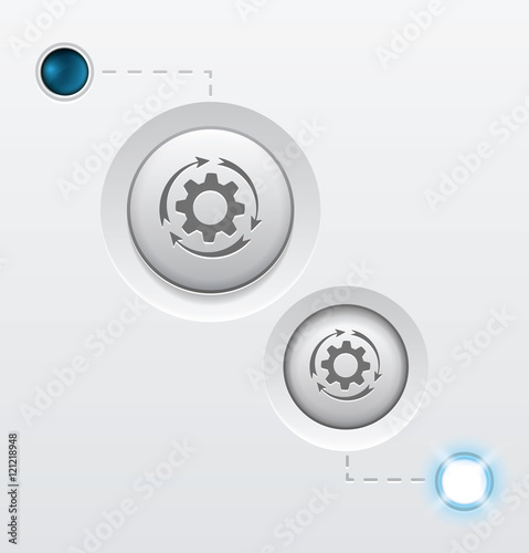 rotating gear button icon on whtite background. GIF turn on and off vector illustration. EPS10. photo