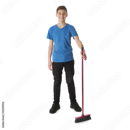 Cute teenager boy over white isolated background