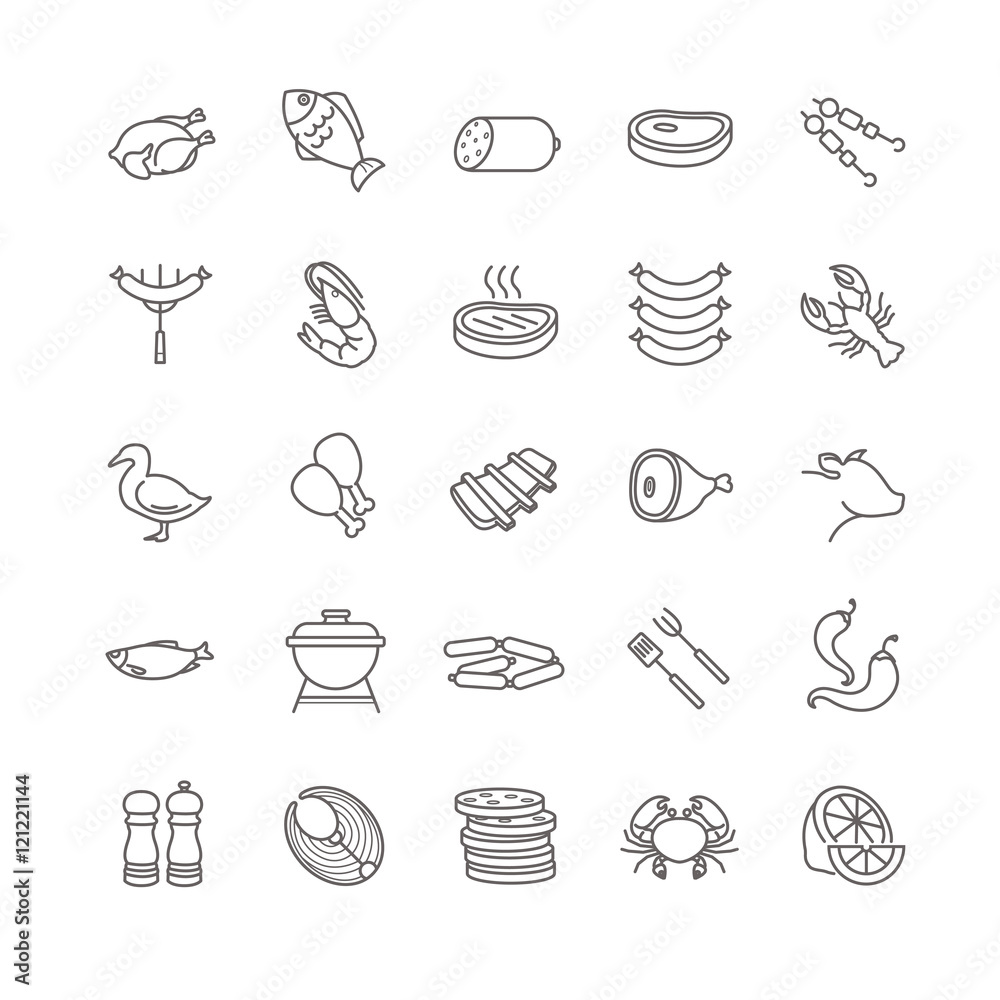 meat and fish vector icons meat and fish vector icons