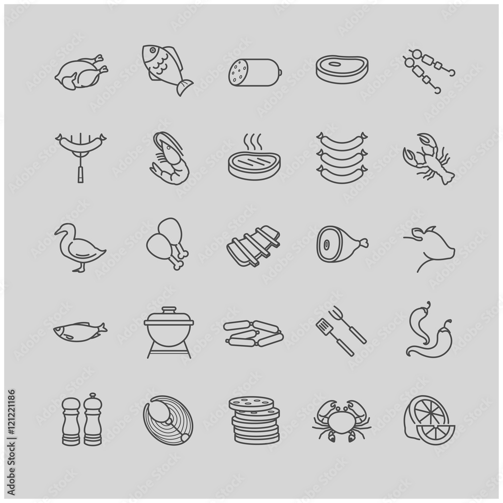 meat and fish icons