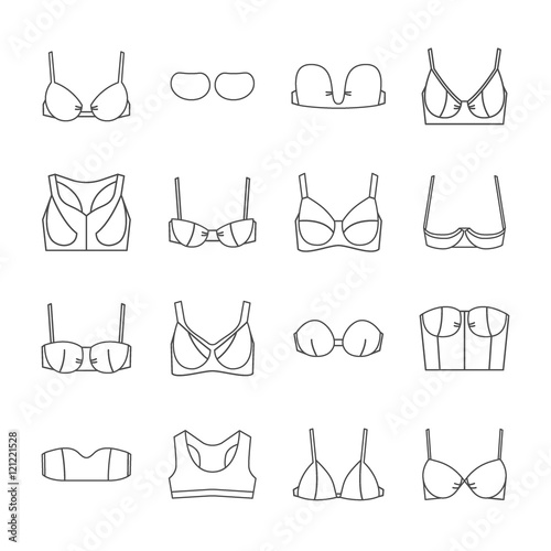 Bra Thin Line Icons Set. Vector