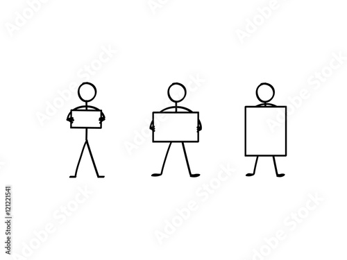 Stick figures with a sign plate set