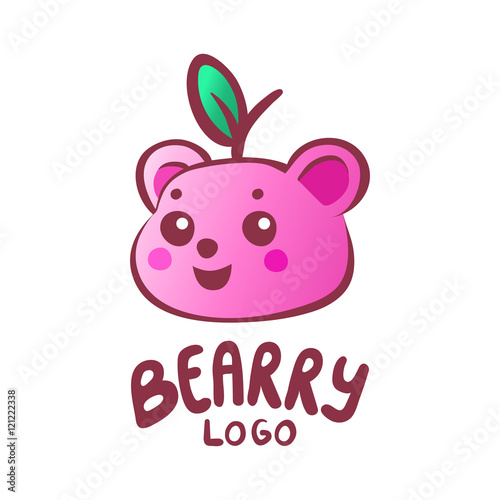 Pink gummy bear head shaped fruit logotype
