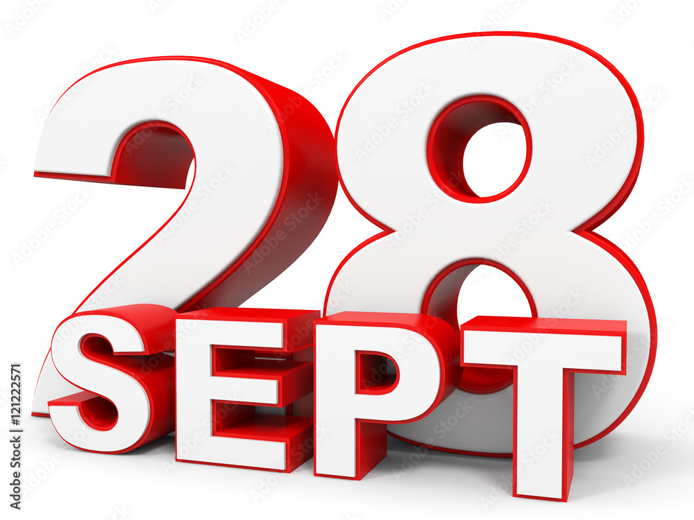 September 28. 3d text on white background. September 28. 3d text on white background.