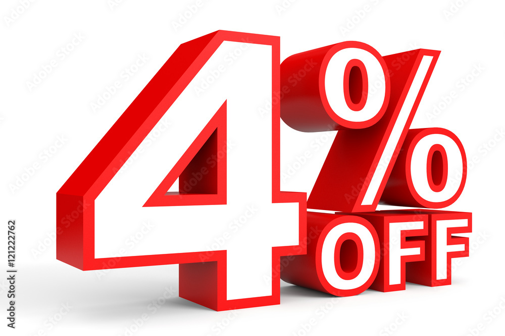 Discount 4 percent off. 3D illustration on white background. Discount 4 percent off. 3D illustration on white background.