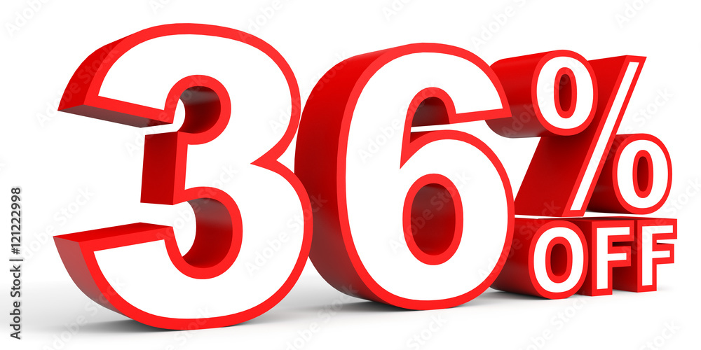 Discount 36 percent off. 3D illustration on white background. Discount 36 percent off. 3D illustration on white background.