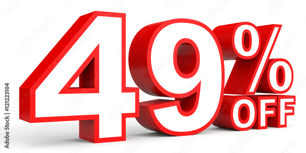 Discount 49 percent off. 3D illustration on white background. Discount 49 percent off. 3D illustration on white background.