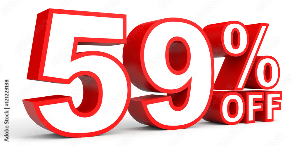 Discount 59 percent off. 3D illustration on white background. Discount 59 percent off. 3D illustration on white background.